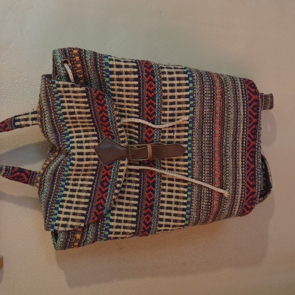 Bohemian woven multicolored backpack